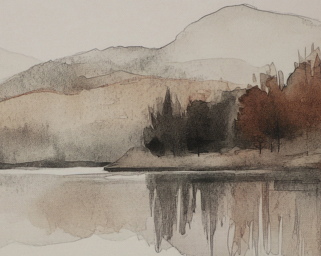 Silent Lake I - 20" X 30" - Brown Floater Frame