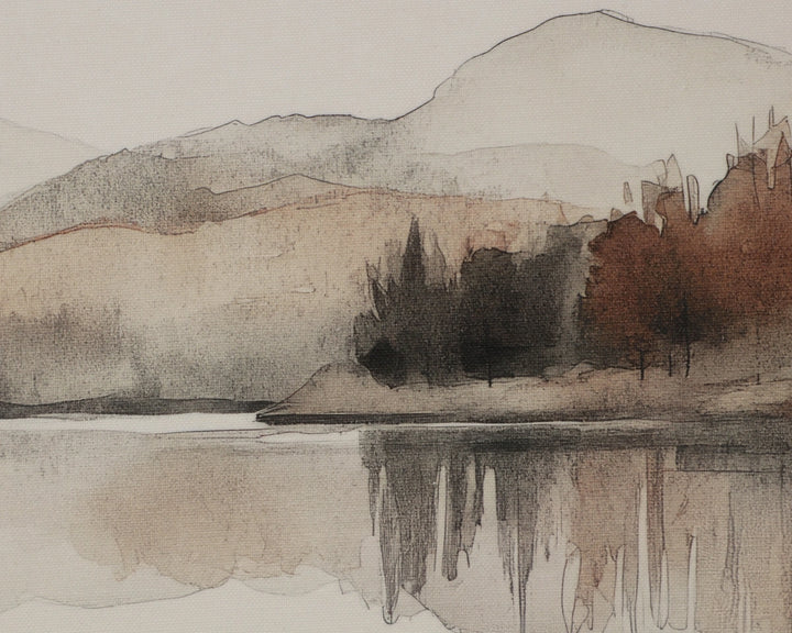 Silent Lake I - 20" X 30" - Brown Floater Frame