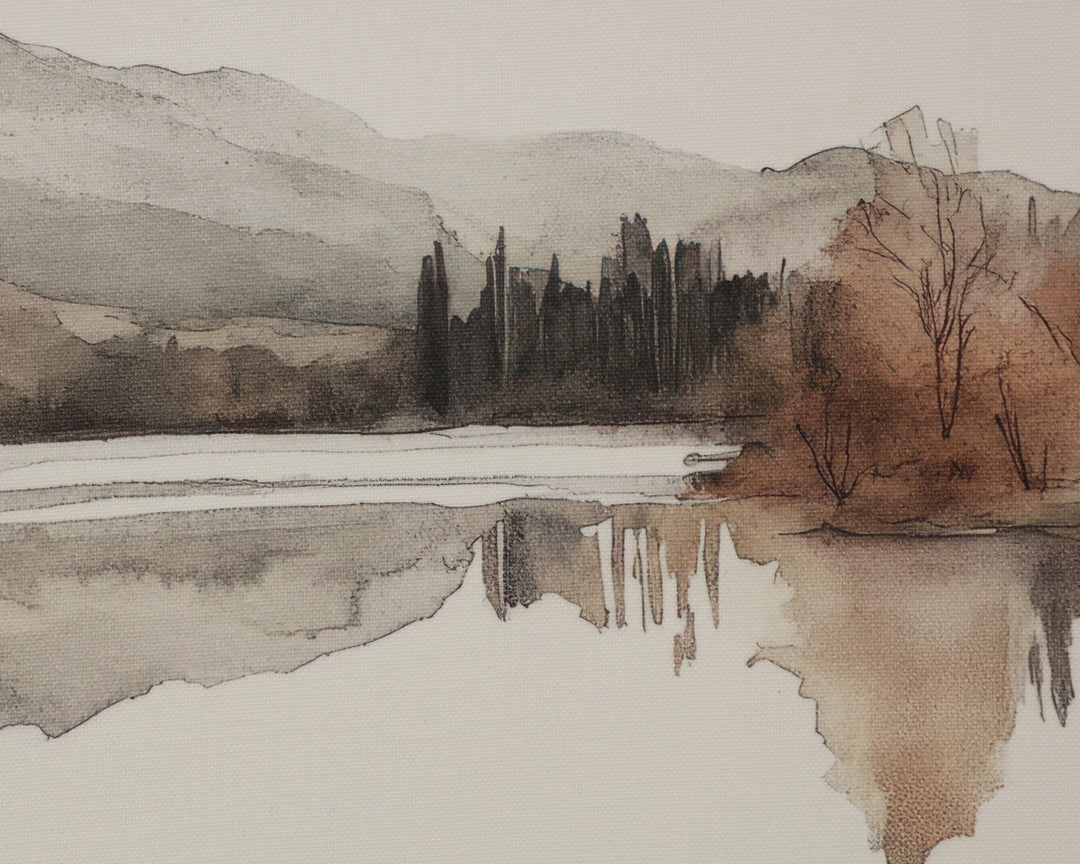 Silent Lake II - 20" X 30" - Brown Floater Frame