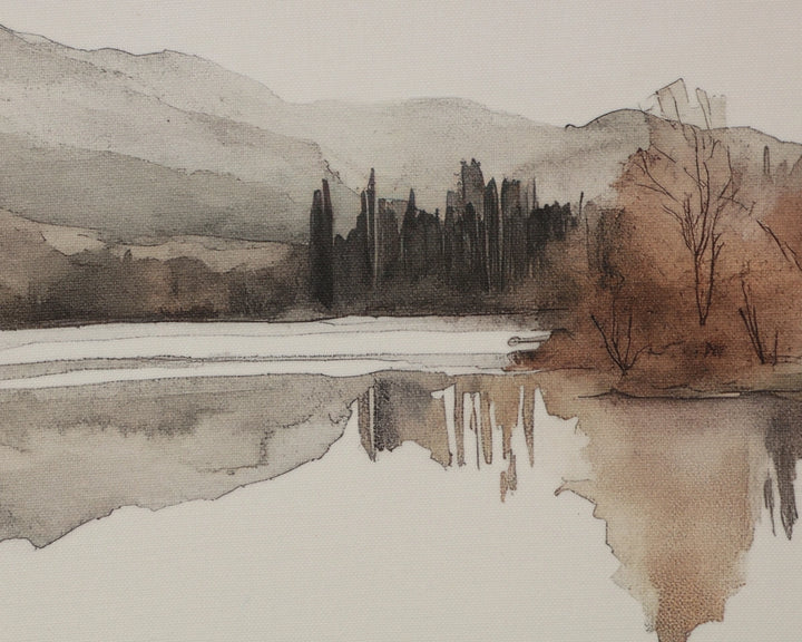 Silent Lake II - 20" X 30" - Brown Floater Frame