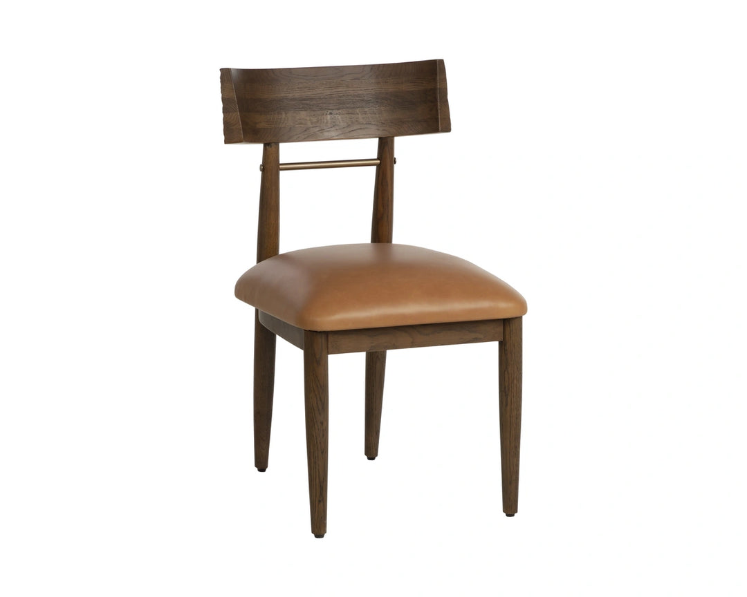 Florian Dining Chair - Chocolate - Tan Leather - Set of 2