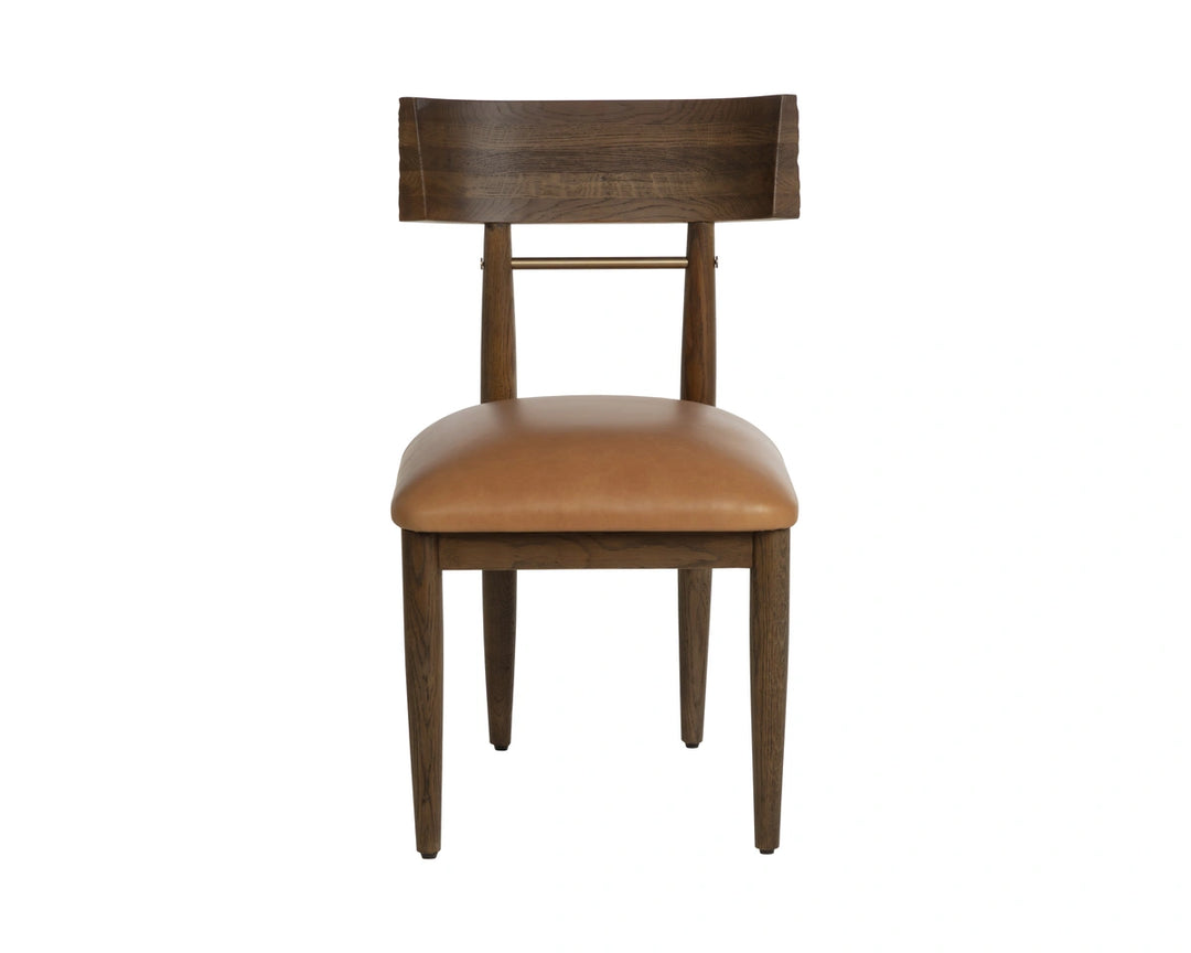 Florian Dining Chair - Chocolate - Tan Leather - Set of 2