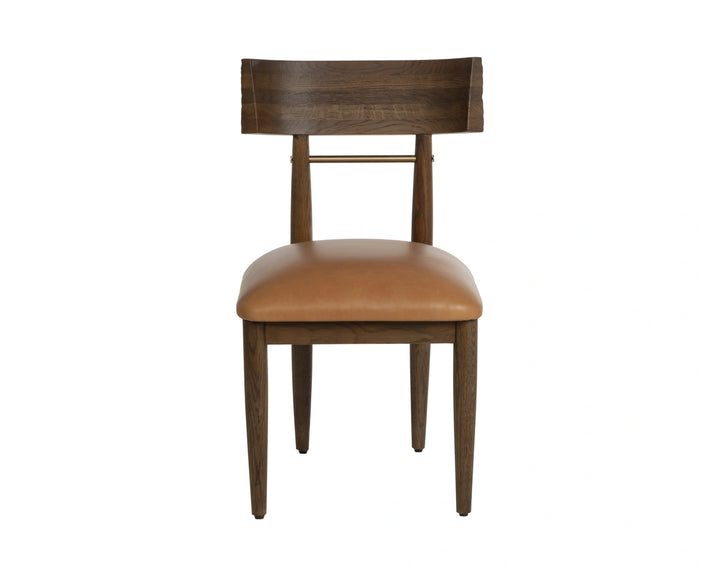 Florian Dining Chair - Chocolate - Tan Leather - Set of 2
