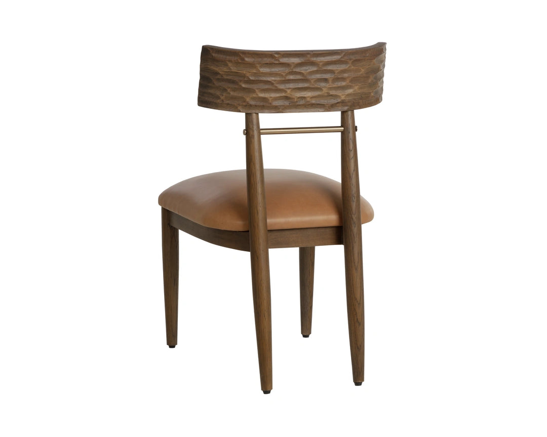 Florian Dining Chair - Chocolate - Tan Leather - Set of 2