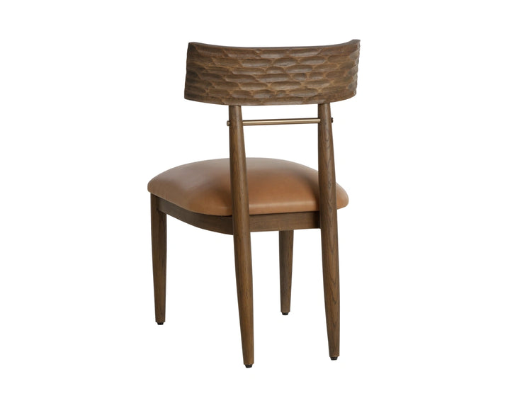 Florian Dining Chair - Chocolate - Tan Leather - Set of 2