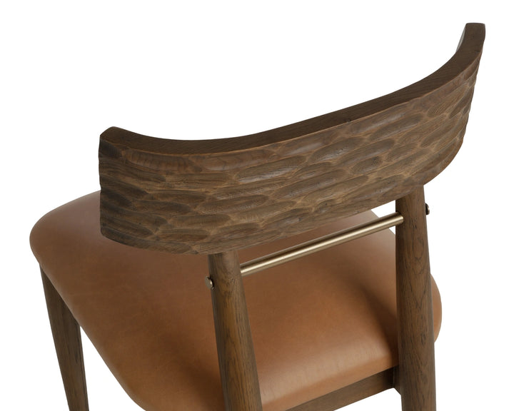 Florian Dining Chair - Chocolate - Tan Leather - Set of 2
