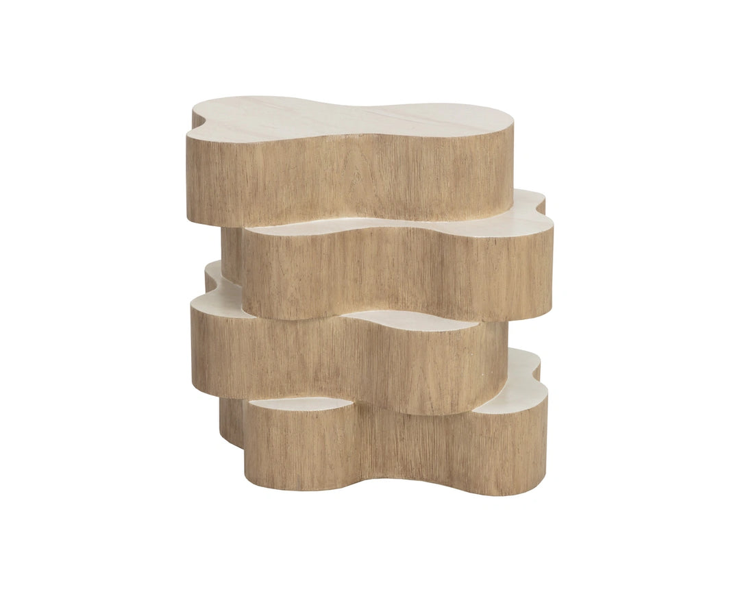 Geddes Side Table - Travertine Look - Cream
