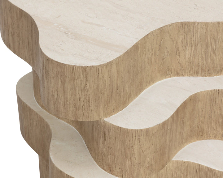 Geddes Side Table - Travertine Look - Cream