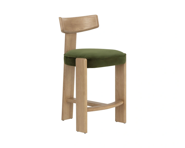 Horton Counter Stool - Rustic Oak - Forest Green