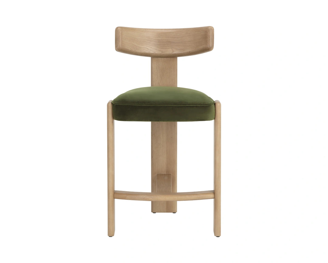 Horton Counter Stool - Rustic Oak - Forest Green