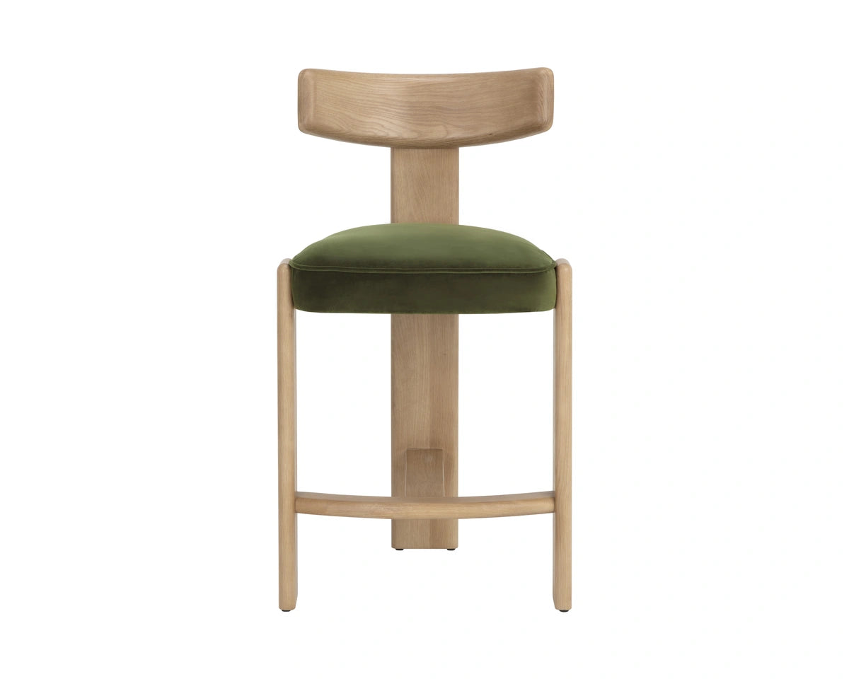 Horton Counter Stool - Rustic Oak - Forest Green