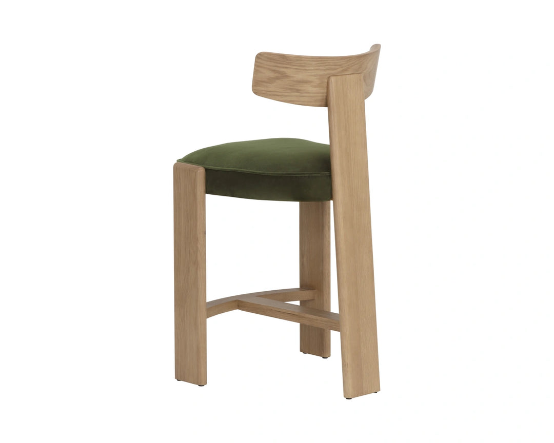 Horton Counter Stool - Rustic Oak - Forest Green
