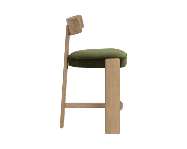 Horton Counter Stool - Rustic Oak - Forest Green