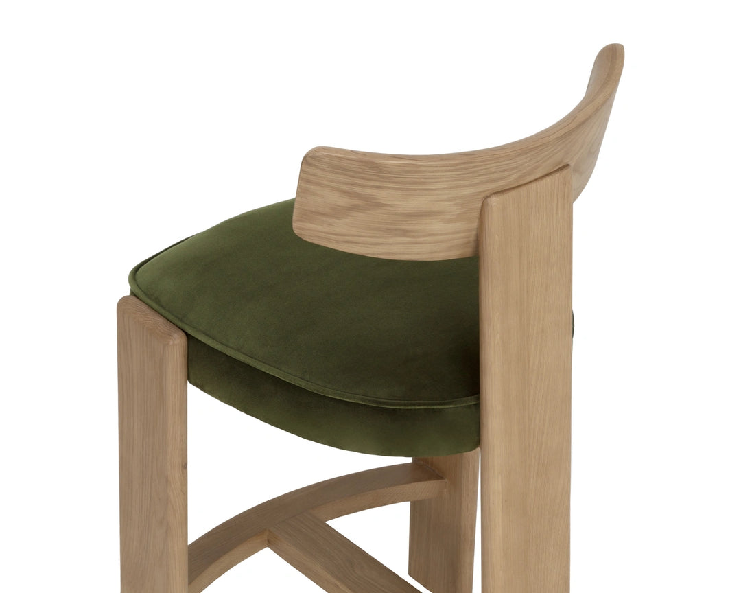 Horton Counter Stool - Rustic Oak - Forest Green