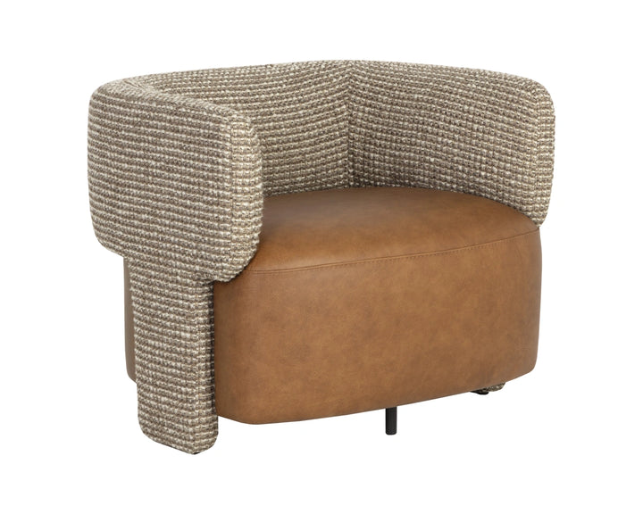 Coppola Lounge Chair - Cognac Leather / Torched Meringue