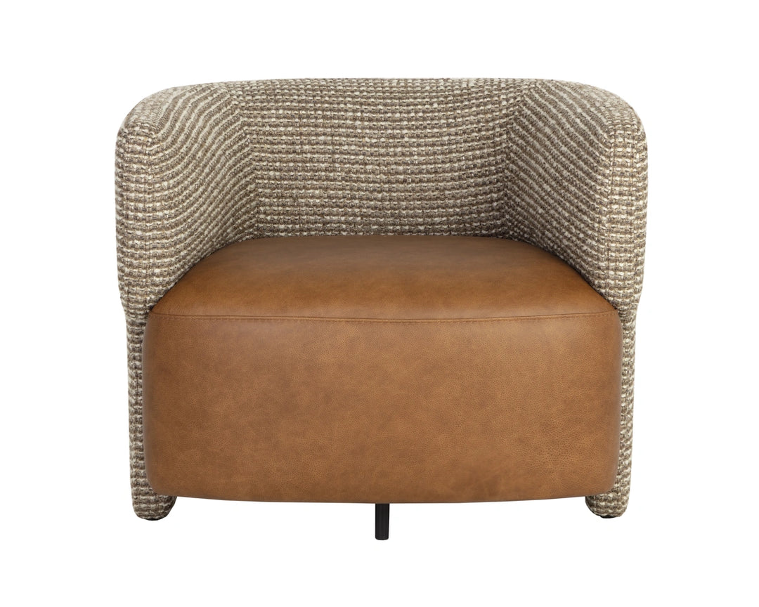 Coppola Lounge Chair - Cognac Leather / Torched Meringue
