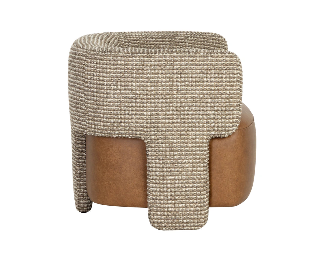 Coppola Lounge Chair - Cognac Leather / Torched Meringue