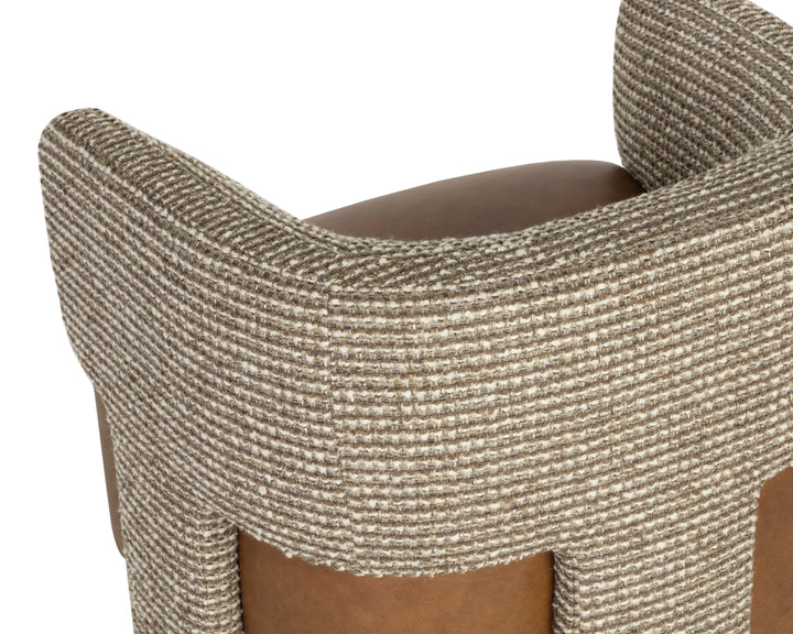 Coppola Lounge Chair - Cognac Leather / Torched Meringue