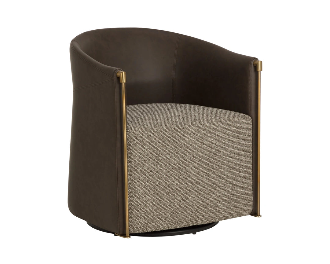 Leontine Swivel Lounge Chair - Gellar Earth / Eglinton Espresso