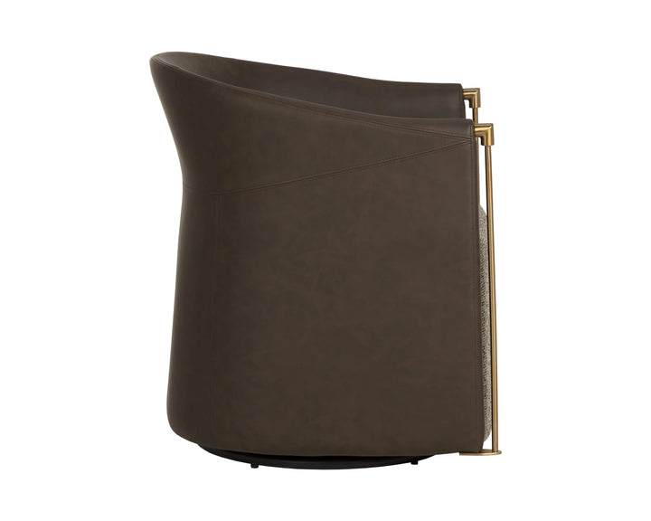 Leontine Swivel Lounge Chair - Gellar Earth / Eglinton Espresso