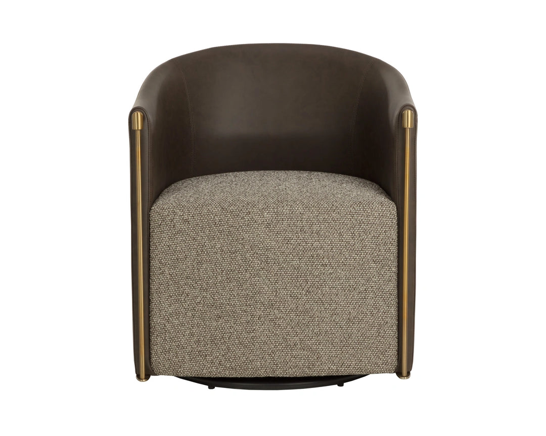 Leontine Swivel Lounge Chair - Gellar Earth / Eglinton Espresso