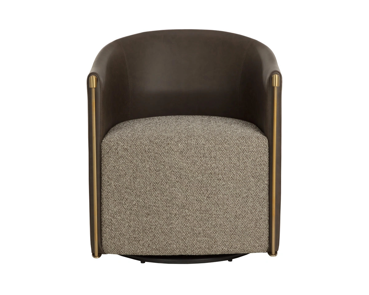 Leontine Swivel Lounge Chair - Gellar Earth / Eglinton Espresso