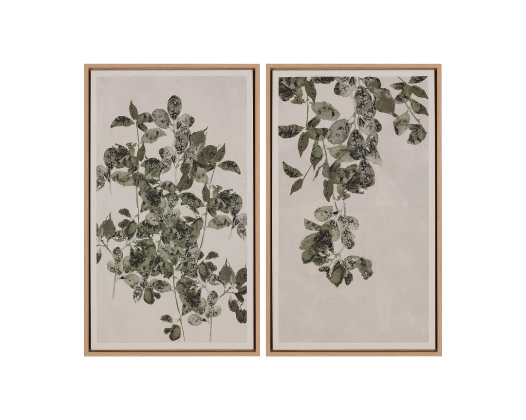 Botanical Study I - 18.5" X 31" - Natural Floater Frame