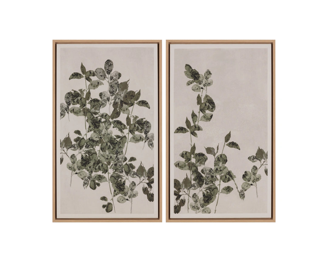 Botanical Study I - 18.5" X 31" - Natural Floater Frame