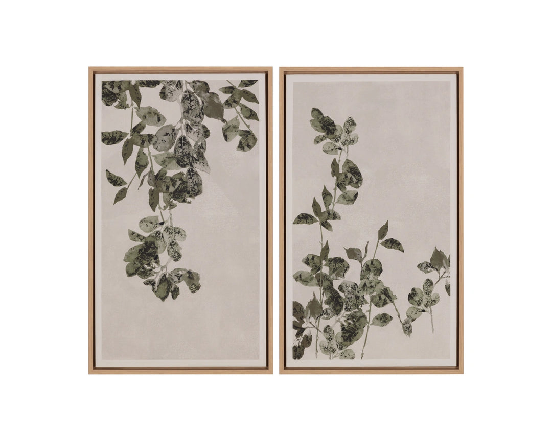 Botanical Study II - 18.5" X 31" - Natural Floater Frame