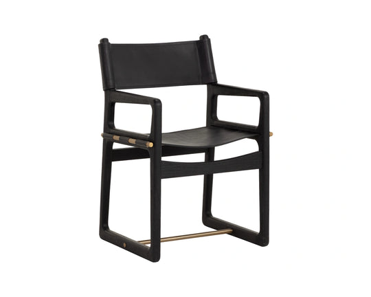 Enver Dining Armchair - Carraway Black Leather