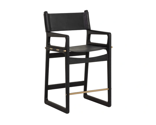 Enver Counter Stool - Carraway Black Leather