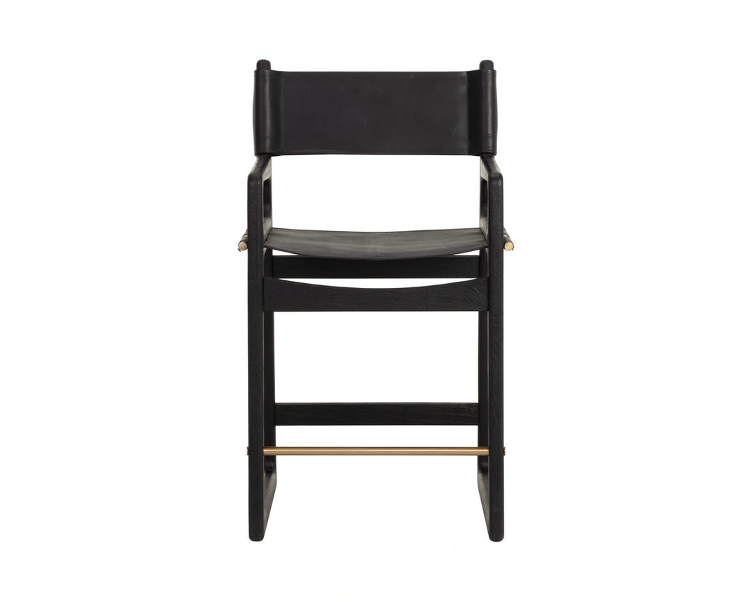 Enver Counter Stool - Carraway Black Leather