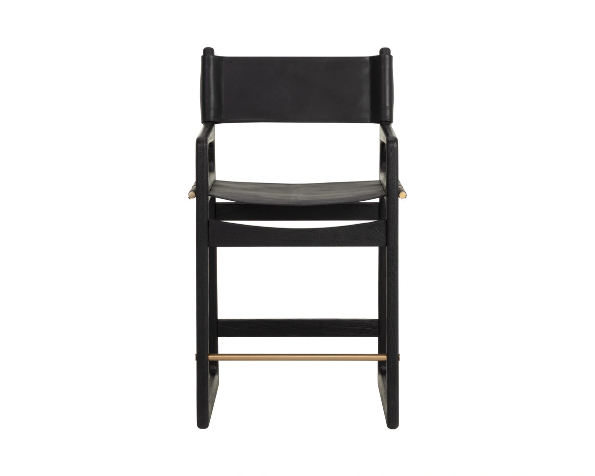 Enver Counter Stool - Carraway Black Leather