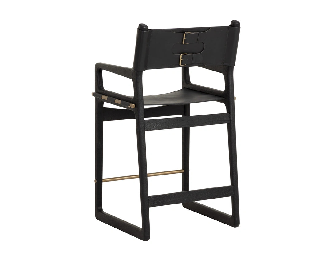 Enver Counter Stool - Carraway Black Leather
