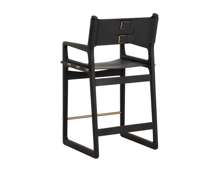 Enver Counter Stool - Carraway Black Leather