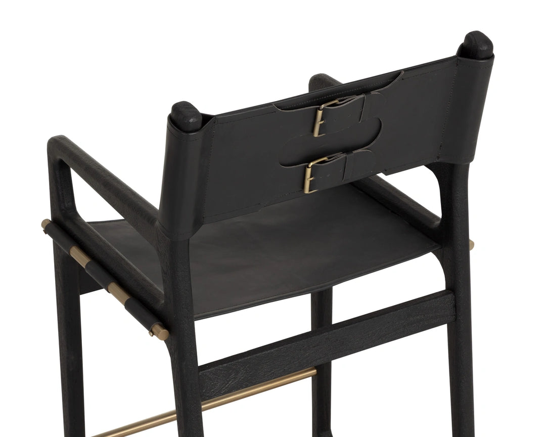 Enver Counter Stool - Carraway Black Leather