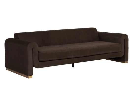 Romer Sofa - Brushed Gold - Nubuck Cocoa Leather