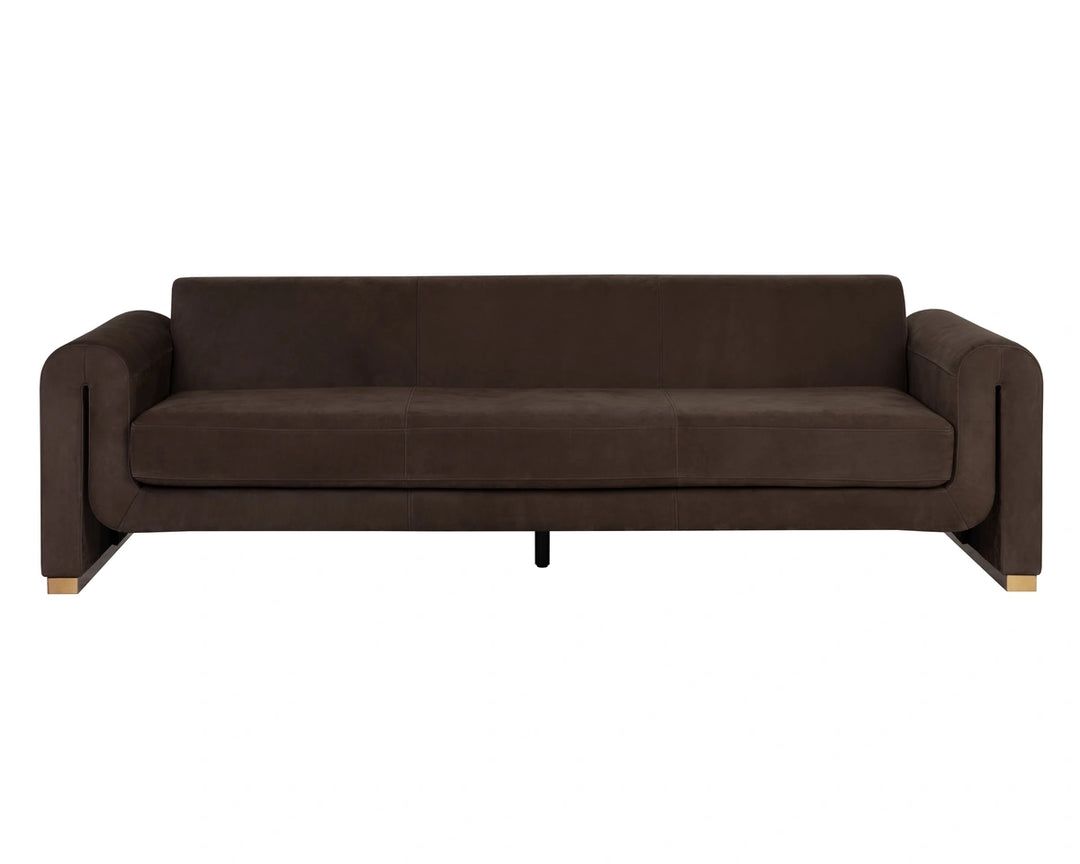 Romer Sofa - Brushed Gold - Nubuck Cocoa Leather