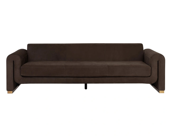 Romer Sofa - Brushed Gold - Nubuck Cocoa Leather