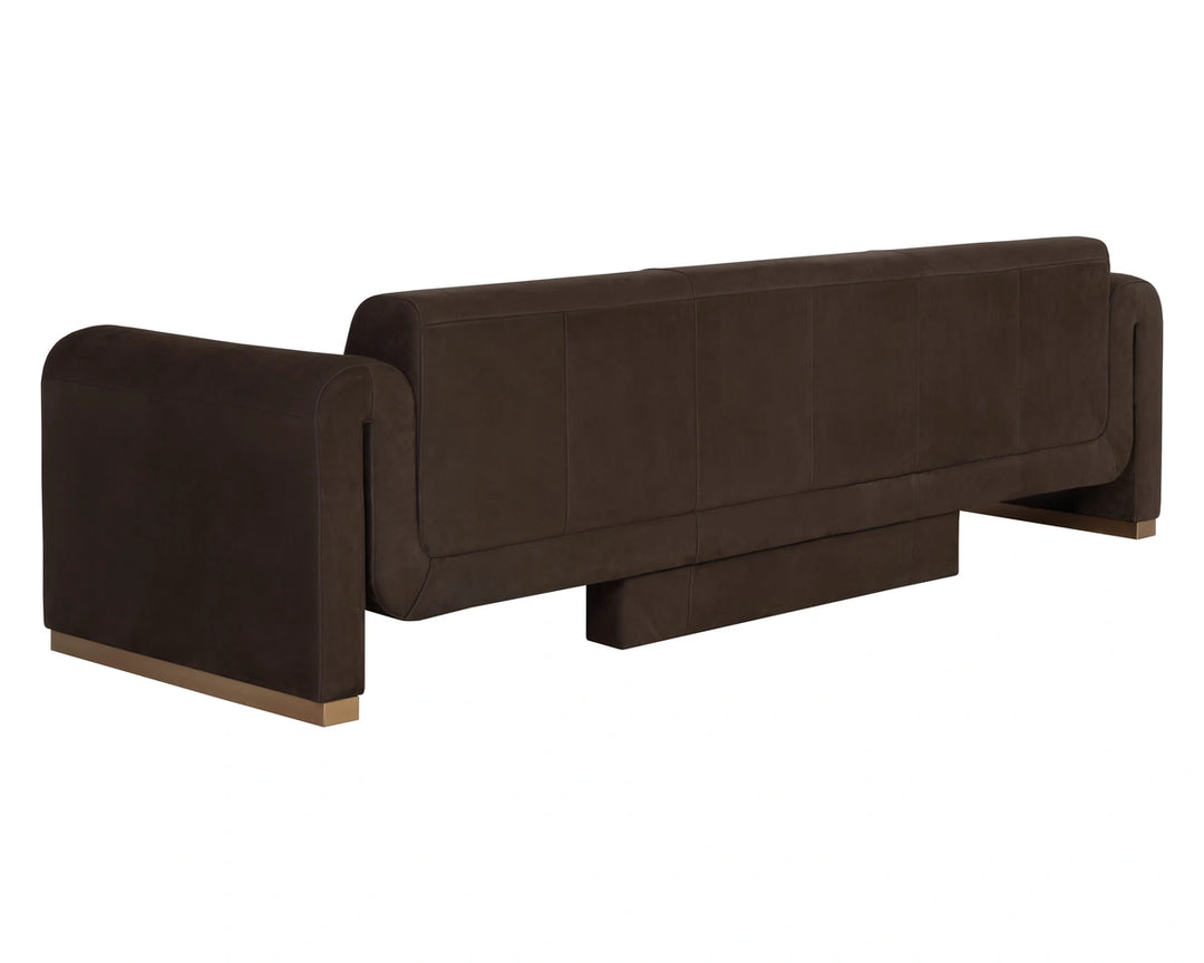 Romer Sofa - Brushed Gold - Nubuck Cocoa Leather