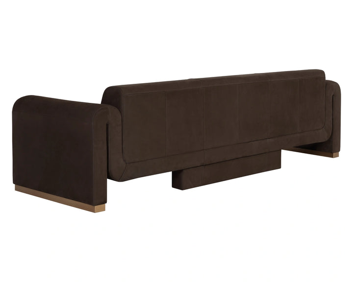 Romer Sofa - Brushed Gold - Nubuck Cocoa Leather