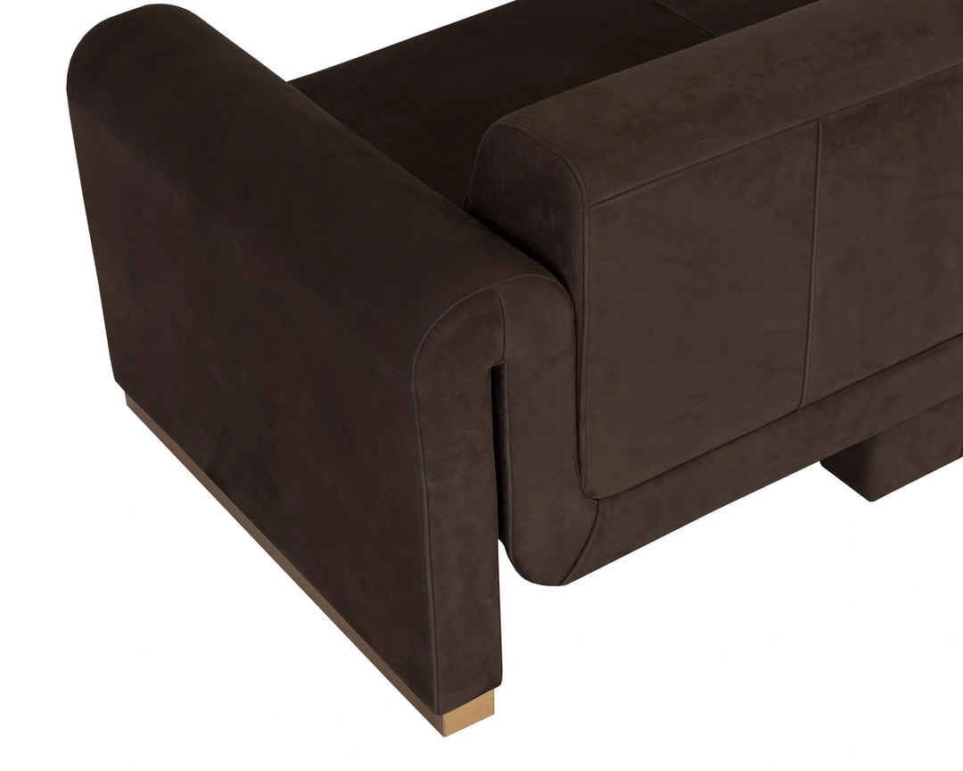 Romer Sofa - Brushed Gold - Nubuck Cocoa Leather
