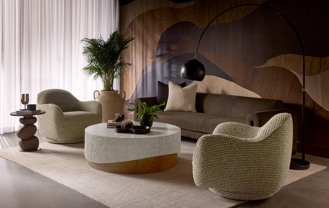 Romer Sofa - Brushed Gold - Nubuck Cocoa Leather