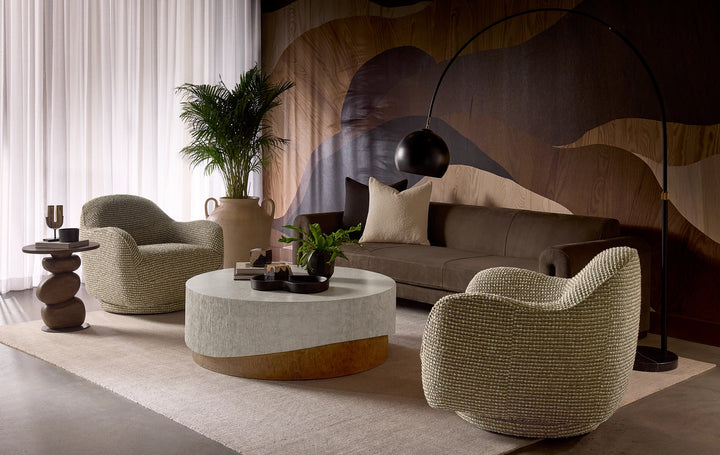 Romer Sofa - Brushed Gold - Nubuck Cocoa Leather