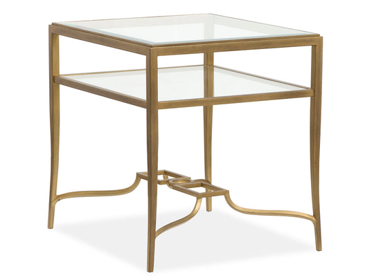 Lorena Burnished Brass Rectangular End Table - T6300-03