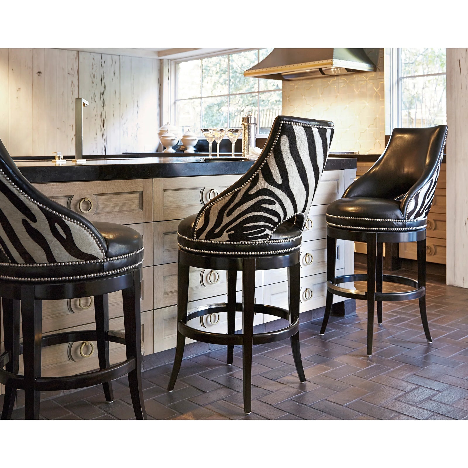 Ambella Home Zebrano Swivel Barstool BAR STOOLS + COUNTER STOOLS