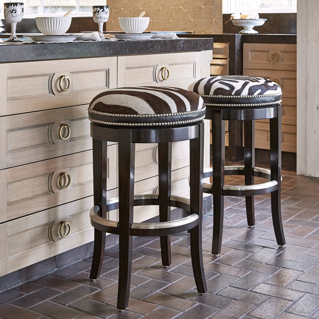 Zebrano Swivel Backless Counter Stool - AmericanHomeFurniture