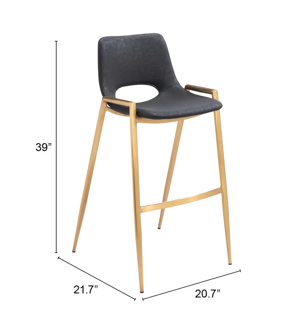 Desi Barstool (Set of 2) Black & Gold - AmericanHomeFurniture