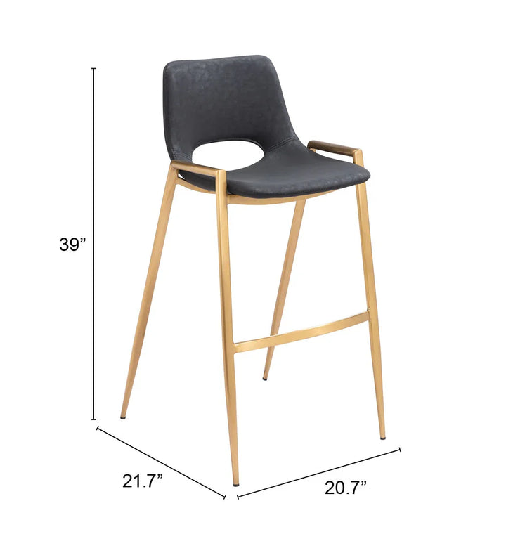 Desi Barstool (Set of 2) Black & Gold - AmericanHomeFurniture