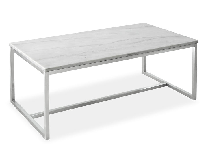 Esme White Marble And Brushed Nickel Rectangular Cocktail Table - T5763-43